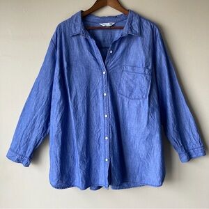 Old Navy The Classic Chambray Blue Button Up Shirt Blouse Women’s 3X